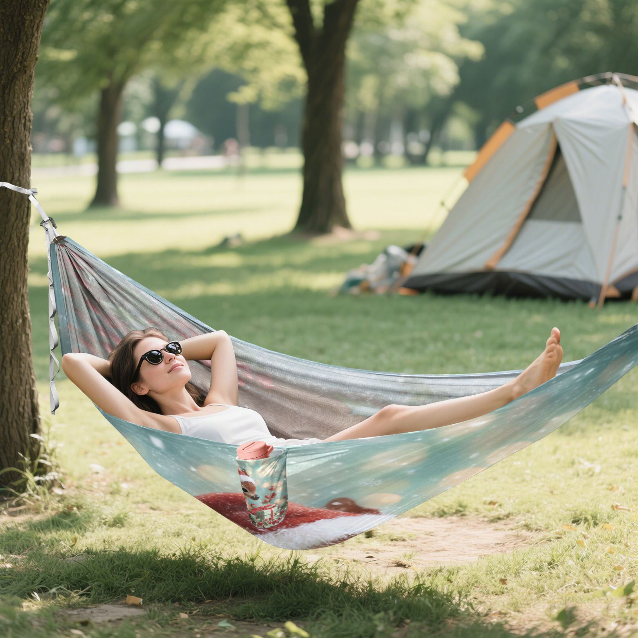 Hammock Camping Hammock Nylon Portable Hammock Travel Camping Hammock Warm Christmas Deer Cartoon