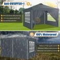 thumbnail image 3 of HOTEEL 10x10ft Popup Canopy Waterproof Canopy with 4 Sidewalls Outdoor Commercial Instant Shelter Beach Camping Canopy Tent for Party, Gray, 3 of 9