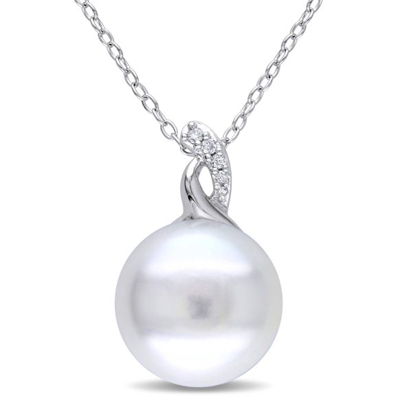 Everly Women's Cultured Pearl and Diamond and Diamond Sterling Silver Necklace