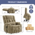 thumbnail image 3 of Oversized Power Lift Recliner Chair for Adults with Massage and Heat, Infinite Position Lay Flat Lift Chair for Elderly/Seniors, One-Touch Reset, USB&Type-C, Cup Holders, Lumbar Pillow, Oatmeal, 3 of 11