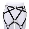 thumbnail image 6 of Women Punk Leather Harness Garter Belt Adjustable Waist Leg Cage Belt 4 Leg Rings body straps Black, 6 of 6