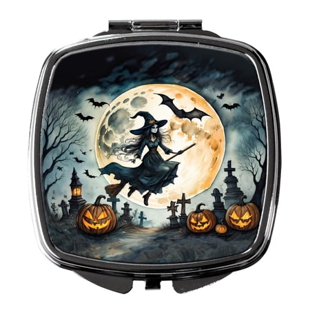 Flying Witch Spooky Halloween Compact Mirror 2.75 in x 3 in