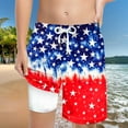 thumbnail image 2 of Gubotare Boys American Flag Swim Short Boy's Summer Boho Print Shorts Casual Kids Drawstring High Waisted Graphic Shorts with Pocket (Sky Blue,Size 6-7 Years), 2 of 4