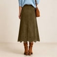 thumbnail image 5 of Yungyresw Midi Skirts For Women High Waisted Solid Hollow Floral Hem Fall Skirts Retro Style Soft Fabric Comfy A Line Dress L, 5 of 6