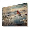 thumbnail image 2 of Designart "Winter Wonderland Cardinal Red Bird in Canada III" Animals Print on Natural Pine Wood, 2 of 5