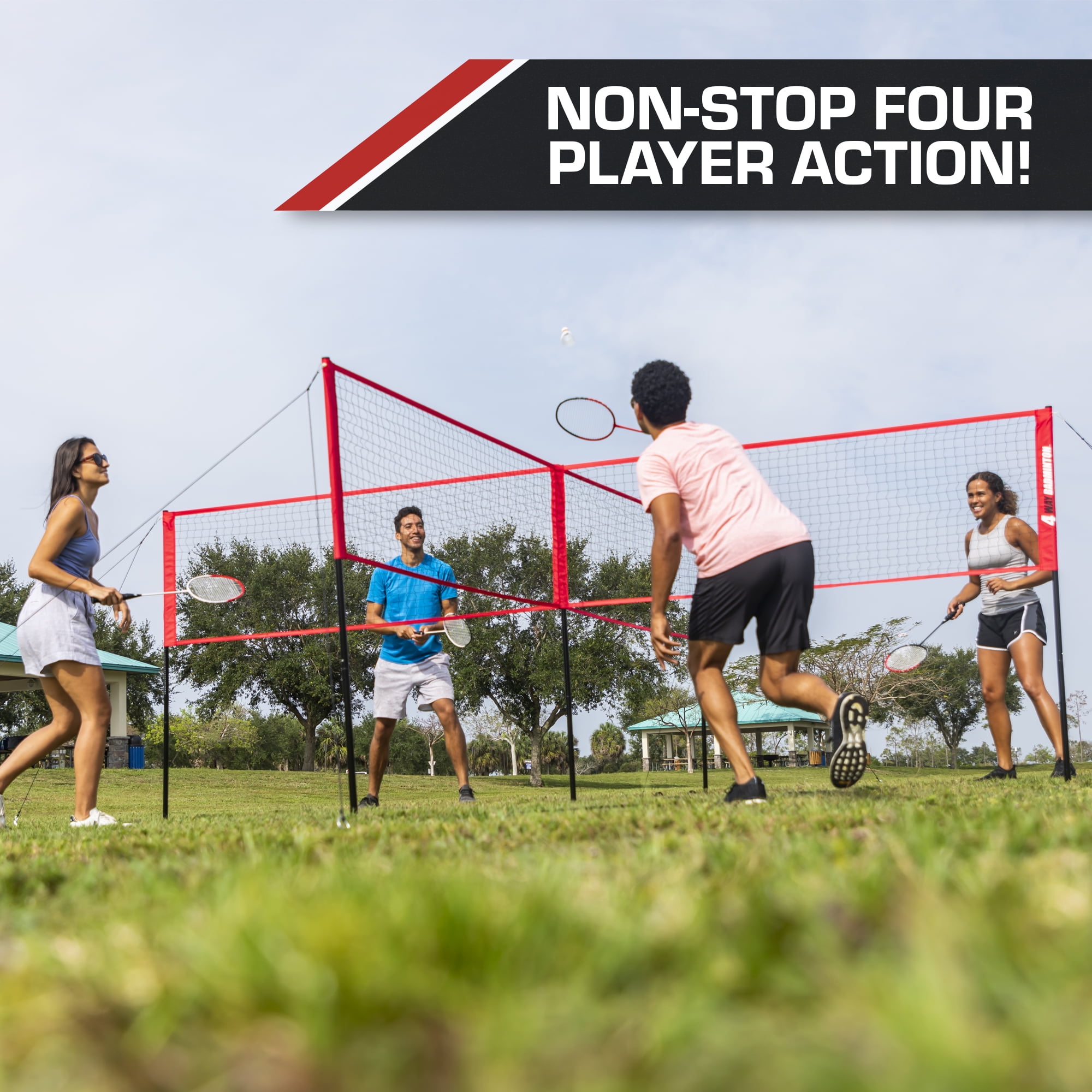 Backyard 4-Way Badminton Set Park Game for Outdoors East Set Up Beach 