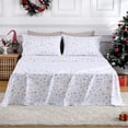 thumbnail image 1 of 3 Pcs Christmas 100% Cotton Flannel Printed Bed Sheet Set, 16 inch Deep Pocket Sheets, 1 of 7