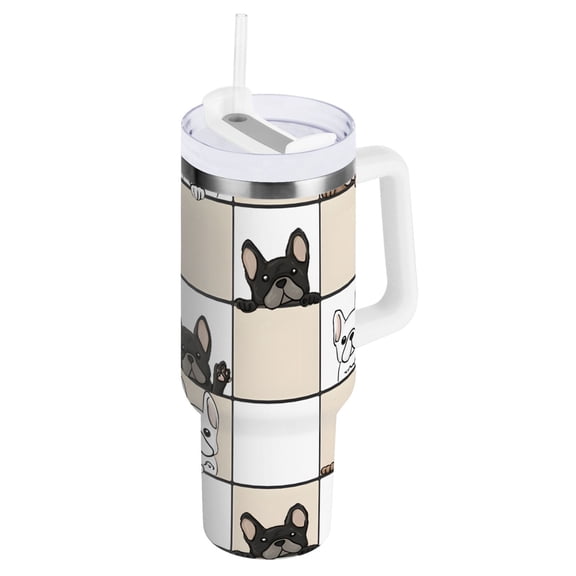 Ryvnso 40 oz Tumbler with Handle and Straw Dog Probe Pattern Insulated Stainless Steel Travel Mug with Lid