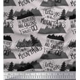 thumbnail image 1 of Soimoi Gray Viscose Chiffon Fabric Mountains & Text Print Sewing Fabric Yard 42 Inch Wide, 1 of 5