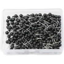 1/8 Inch Map Tacks Round Plastic Head Push pins with Stainless Point(Box of 300 Black Color pins)