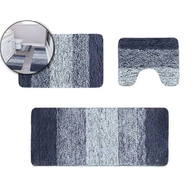 Dvruxg Bath Set 3 Piece Rug, Non Slip Washable, Soft Absorbent Bathroom Mat Set with U-Shaped Toilet Mat for Bathroom Tub and Shower