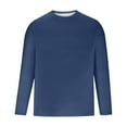 thumbnail image 3 of T Shirts for Man Soft Curve Hem Lightweight Long Sleeve Casual Basic Dark Blue Fall Top size S, 3 of 3