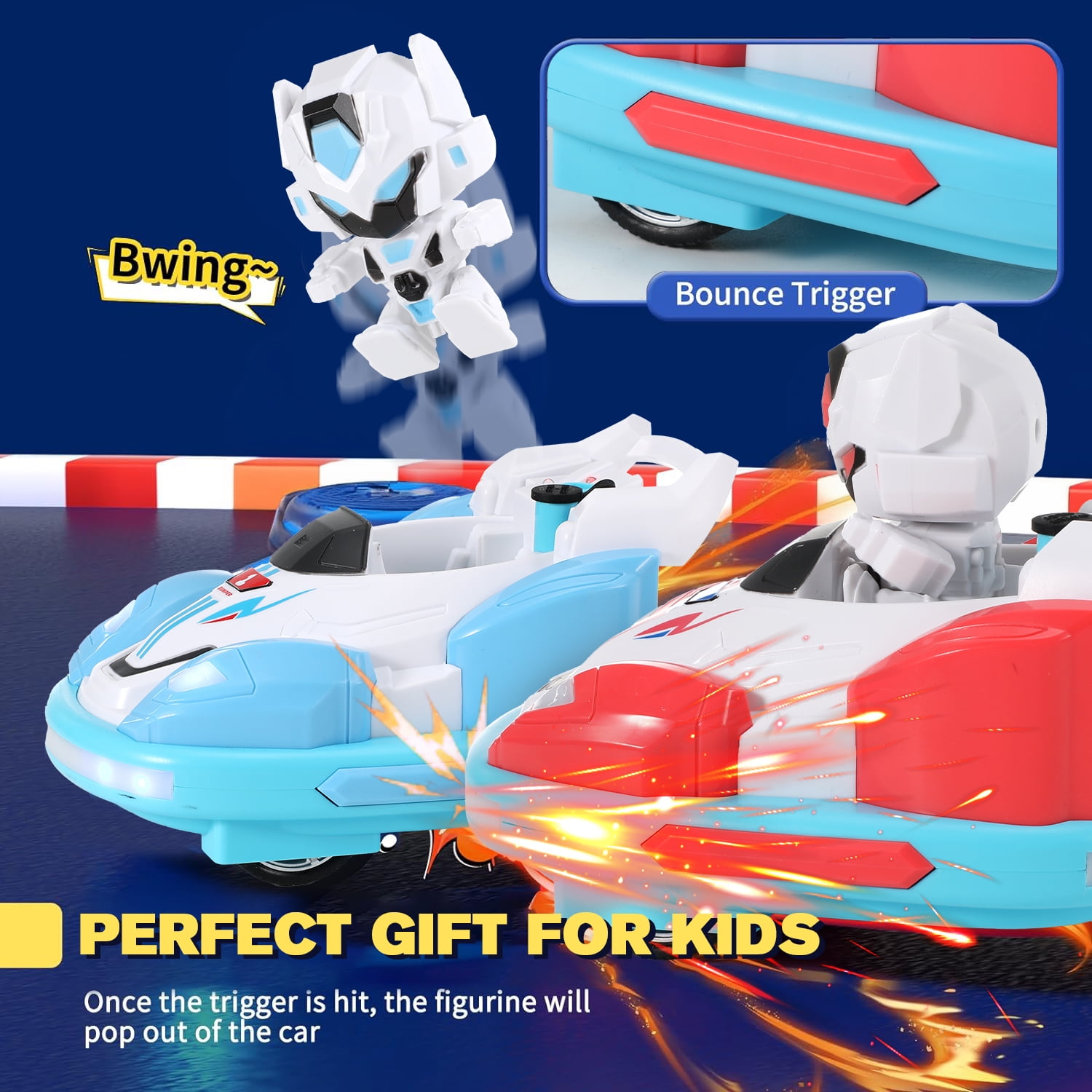 Anpro Remote Control Car for Toddlers, Kids RC Ejecting Bumper Car with Music LED Lights Spray, RC Cartoon Car Speed Bumper Cars Toys Set of 2 Players for Boy Girls 3-10 Years Old