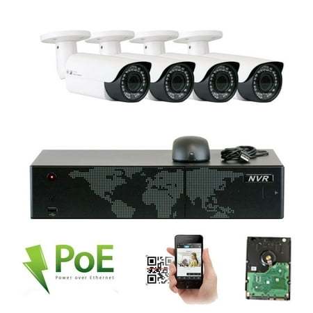 GW Security 16 Channel 5MP NVR HD 1920P IP PoE Security Camera System with 4 Outdoor /Indoor 2.8-12mm Varifocal Zoom 5.0 Megapixel 1920P Cameras, QR Code Easy Setup, Free Remote (Best Way To Set Up Security Cameras)