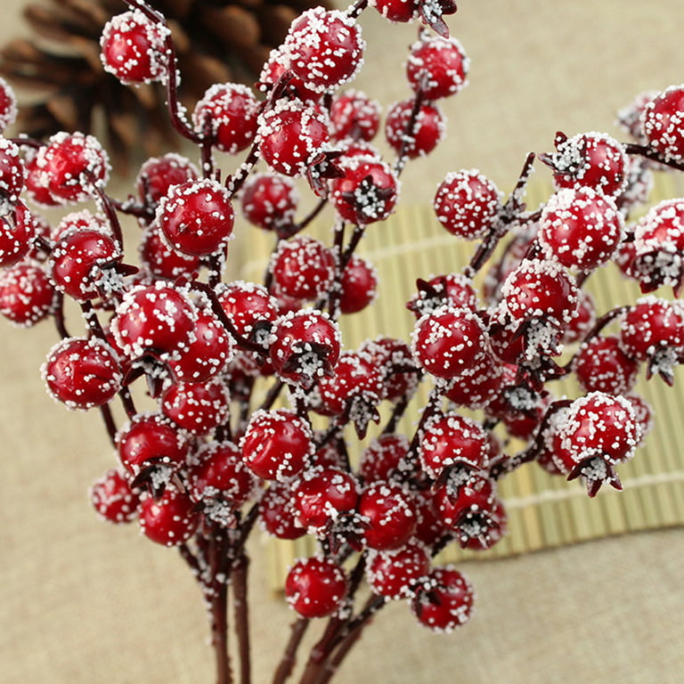 Haawooky 30 Pcs Rich Red Artificial Berry Stems Christmas Red Berry Picks,Winter Fake Berries Bunch Faux Cranberries for Holiday and Home Decor