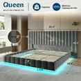 thumbnail image 3 of Merluxy Queen Bed Frame with Oversized Headboard,Floating Design,RGB LED Lights,No Box Spring Needed,Velvet Grey, 3 of 10