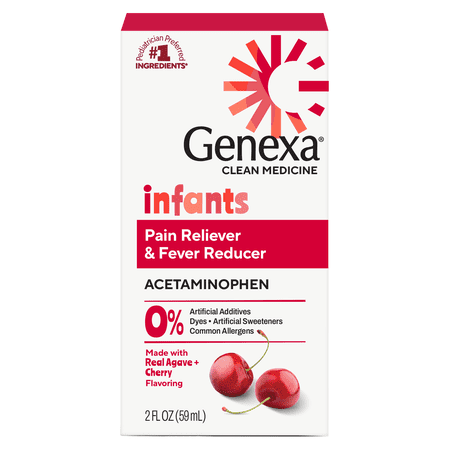 Genexa Infants’ Clean Pain & Fever Acetaminophen, Dye Free, Organic Cherry, 2 fl oz