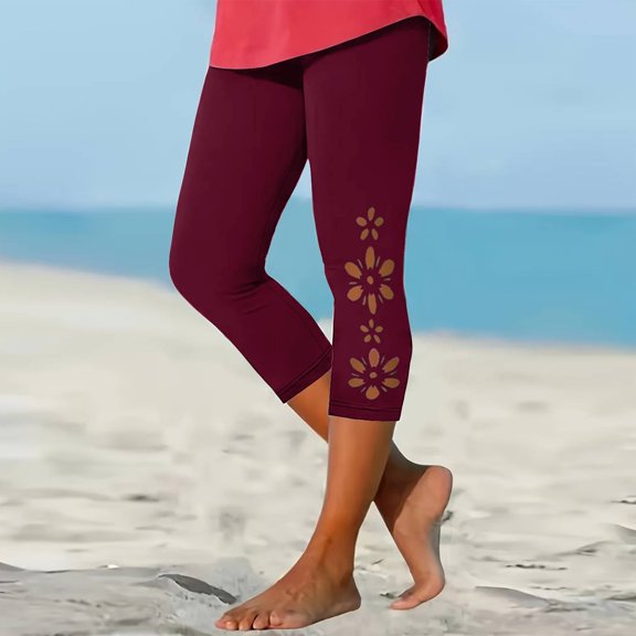 Wensltd Capris Pants for Women High Waisted Summer Printed Tight Leggings