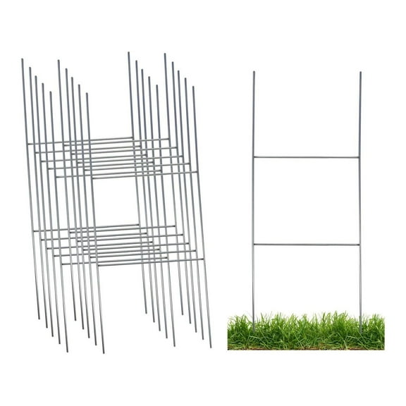 Sturdy Metal Wire Step Stake Frame for Yard Signs - 10 x 24 inch H Frame Wire Stake Sign Spikes (10 Pack) Ease to use, Made in USA, Same Day Shipping