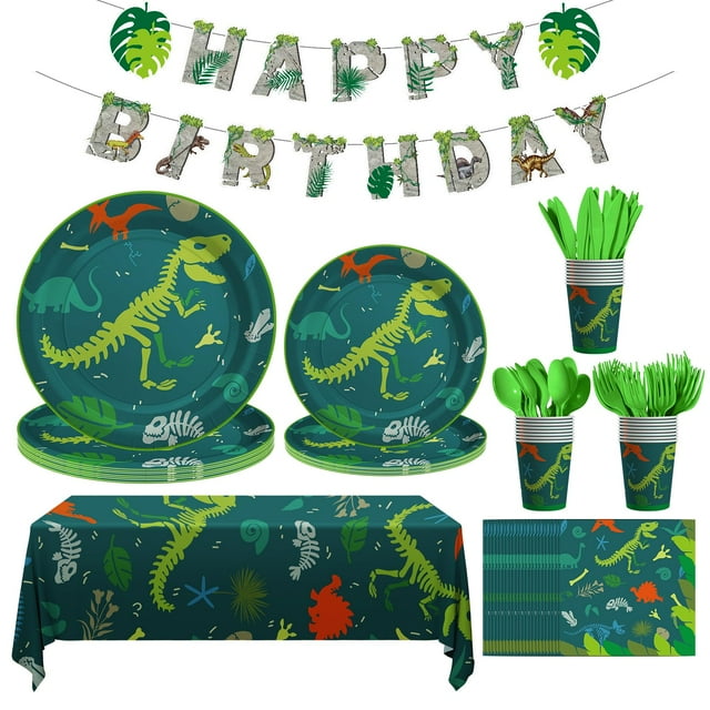 Party Supplies Cecnamt Dinosaur Birthday Serves, 24 — 170 unidades
