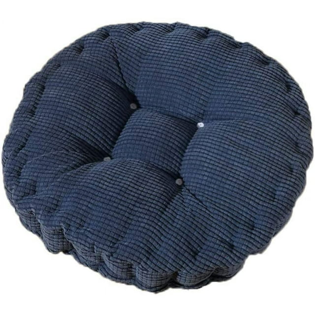 Cojín de silla, relleno grueso, acolchado, redondo, para comedor interior y exterior, cojín redondo, azul