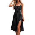 thumbnail image 2 of Blmnix Polka Dot Dress Women's Dresses Slip Dress Sexy Dresses A Line Dresses Dresses Square Neckline Cocktail-Length Sleeveless Black Summer Dresses Casual S, 2 of 8