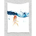 thumbnail image 1 of Fish Tapestry, Goldfish Swimming Under Surface of Clear Water Fishbowl Liquid Motion Abstract Style, Wall Hanging for Bedroom Living Room Dorm Decor, 40W X 60L Inches, Blue Orange, by Ambesonne, 1 of 2