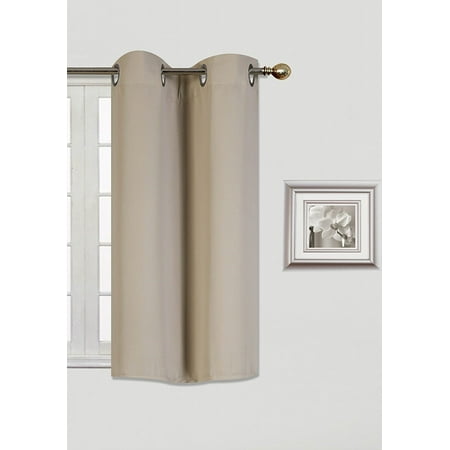 (K30)  TAUPE TAN  2 Panel Silver Grommets KITCHEN TIER Window Curtain 3 Layered Thermal Heavy Thick Insulated Blackout Drape Treatment Size 30