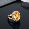 thumbnail image 4 of Gem Stone King 7.17 Ct Oval Checkerboard Yellow Citrine 18K Rose Gold Plated Silver Ring, 4 of 4