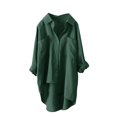 thumbnail image 1 of Chemises à Boutons pour Femmes Manches Longues Retroussables Ourlet Haut-Bas Blouse Décontractée, 1 of 3