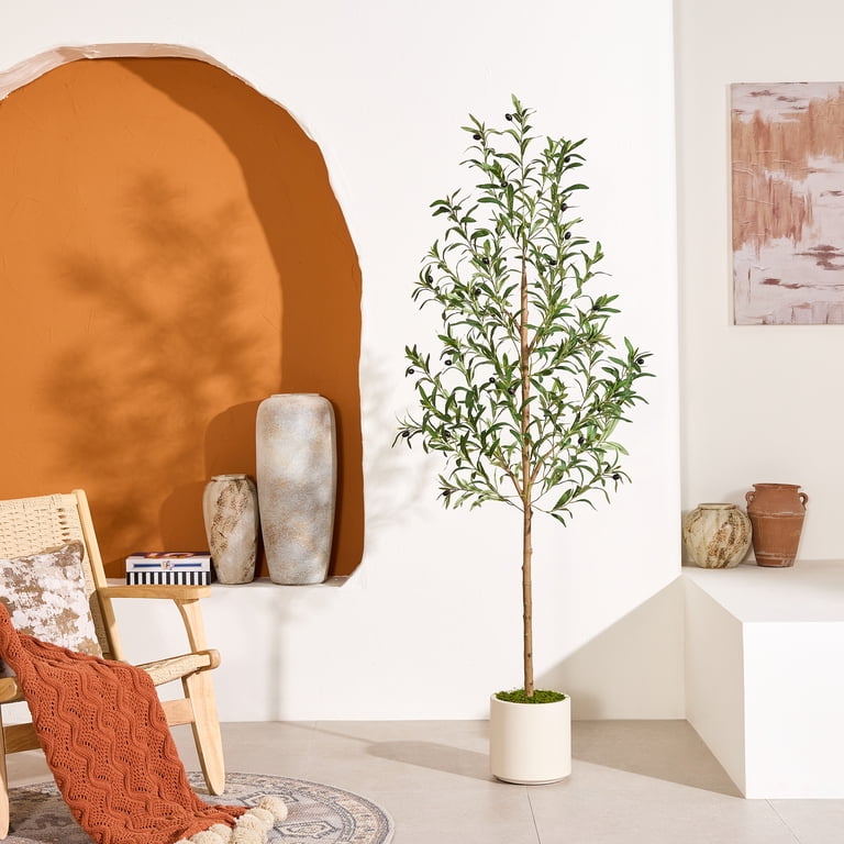 DR.Planzen 6FT Artificial Olive Tree in Pot, Faux Olive Plants