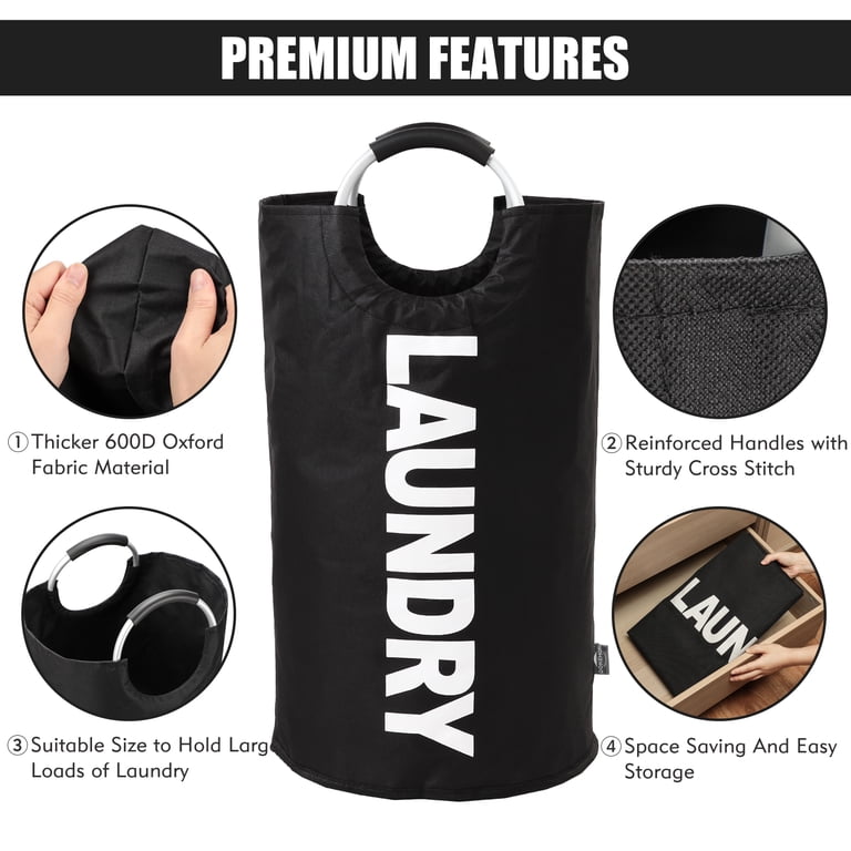 Collapsible 125L X-Large Fabric Laundry Basket In Black photo 7