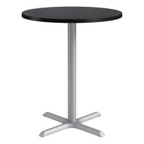 KFI Studios 36in Round Dining Table - 42in H - Black Top - Silver Base