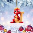 thumbnail image 2 of Red Dragon Baby with Monogram Letter "J" Christmas Ornament - Personalized Acrylic Hanging Pendant for Fantasy Themed Holiday Tree Decor,J, 2 of 4