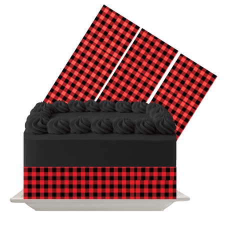 Red Buffalo Check Edible Cake Wrap | Lumberjack Plaid Icing Sheet | Christmas & Rustic Cake Decoration