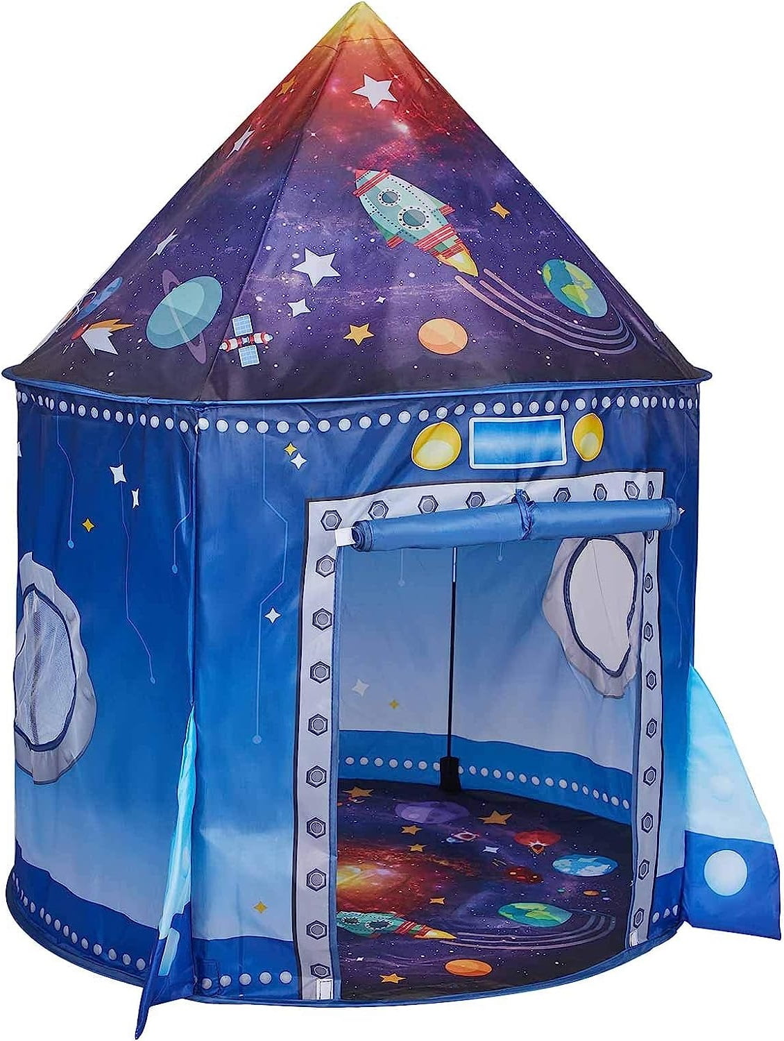 BeePrinces Rocket Ship Kids Play Tent, Astronaut Spaceship Space Themed Pop up Play Tent, Pretend Playhouse Indoor Outdoor Game Party Children, Birthday Gift Playhouse Toy for Boys Girls Toddler Baby