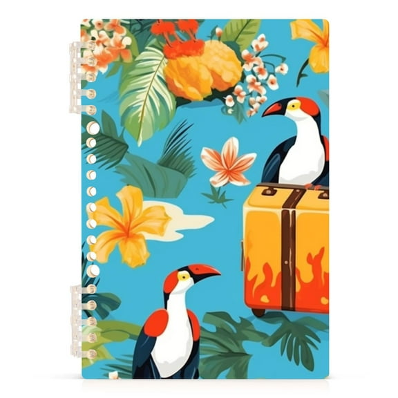 Toucans Birds on Luggage Spiral Notebooks 60 Sheets 120 Pages A5 Journal Notepad 8.3x5.7 Inch Thick Adjustable College Ruled Paper