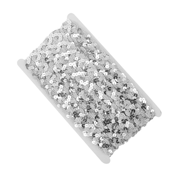 NICEXMAS DIY Trim Sequin Braid Trim Polyester Silver 1 Roll