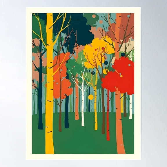 Pop Art Minimalist Forest Poster Wall Art, Modern Wall Decor For Living Room Bedroom, 8x12 UNFRAMED