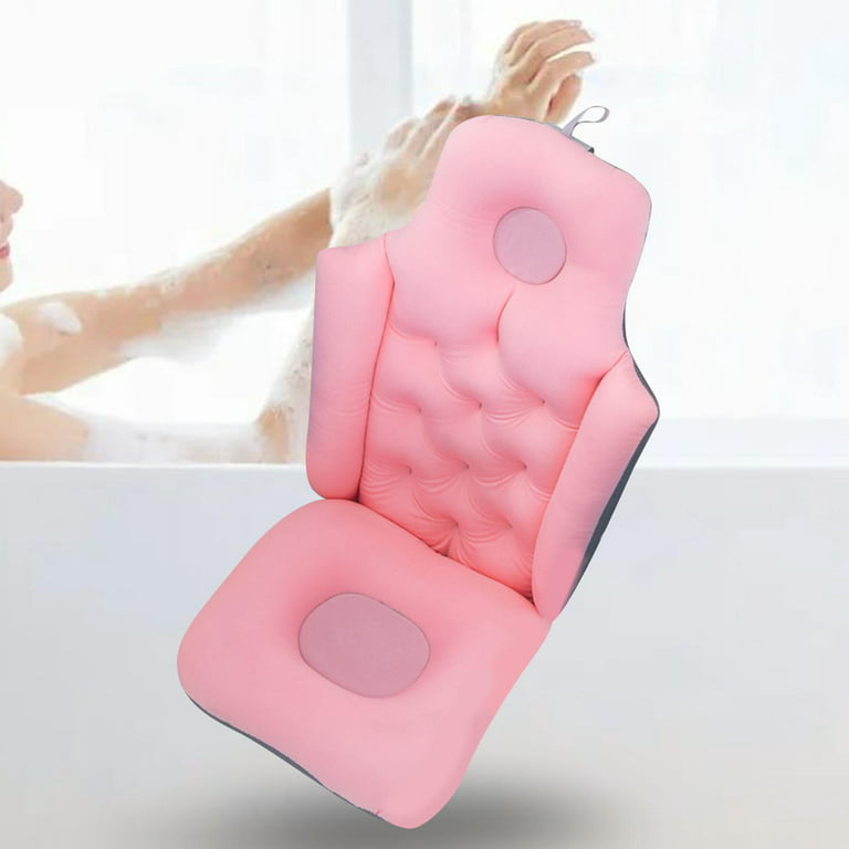 Bath Pillow Full Body, Bath Tub Pillow, Bath Cushion, Nonslip Bath Mat with  Comfort Head Rest Back and Tailbone Support, for Adults , Pink