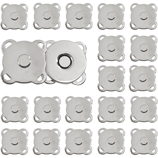 20 pares de botones magnéticos a presión ciruela cierres magnéticos para bolsos, bolsos, ropa, bolsos, álbumes de recortes, cierres magnéticos para monedero (14 mm) (plata)