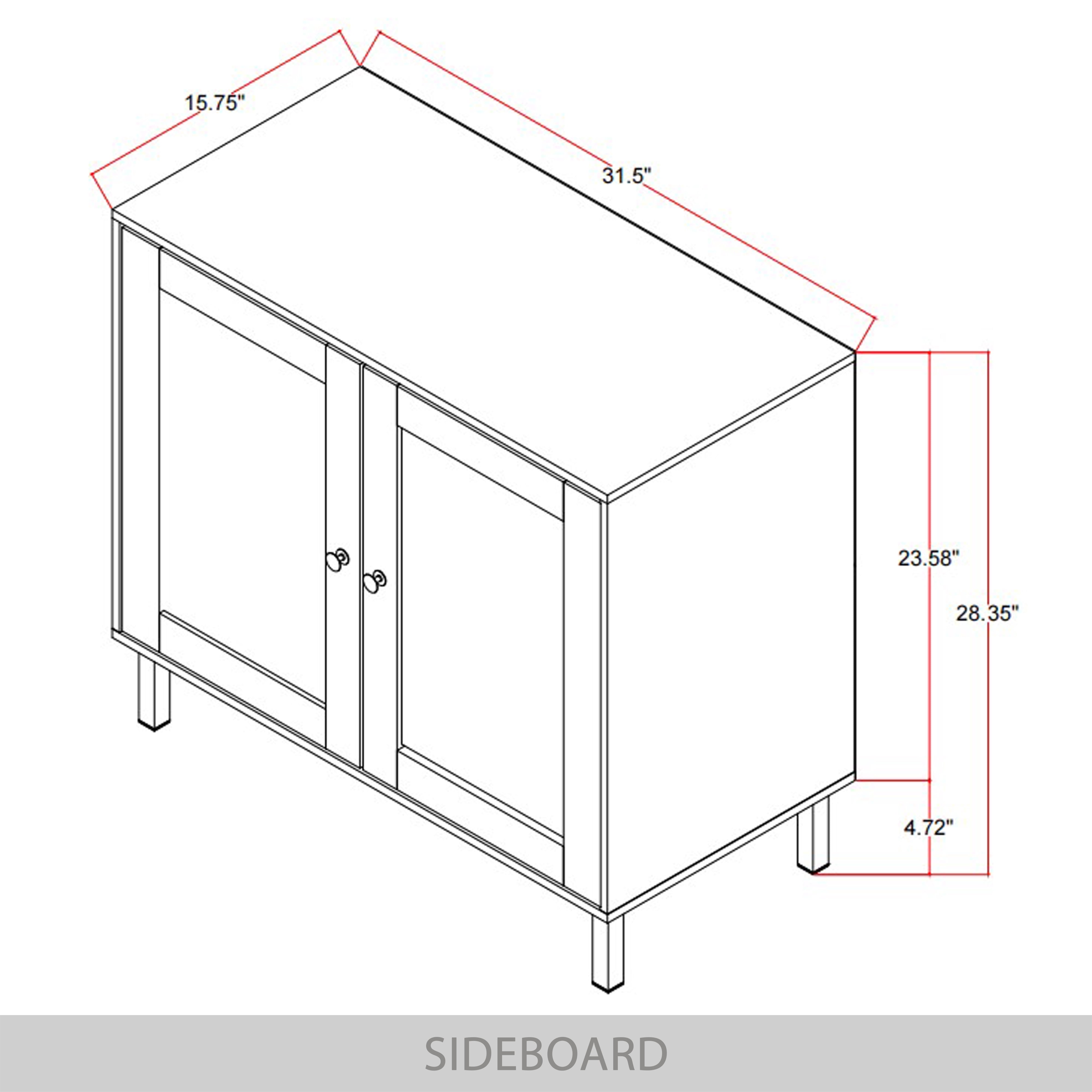 Castle Place Simple Modern Sideboard Buffet Cabinet, Light Oak
