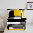 thumbnail image 5 of Homewish Yellow Patchwork Block Queen Comforter Set,Modern Abstract Art Comforter Sets Queen,Black Reversible,3pcs,1 Comforter and 2 Pillowcases, 5 of 7