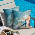 thumbnail image 4 of Ocean Waves Throw Pillow Cover Beach Shells Starfish Cotton Linen Cushion Cover Throw Pillow Case with Invisible Zipper for Couch Sofa Bed Chair Car 26x26 Inch, 4 of 11