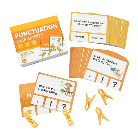 Fun Express Learn365 Punctuation Clip Cards - 56 Pieces