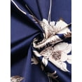 thumbnail image 5 of Agnes Orinda Women's Plus Size Mother's Day Satin Nightgown Floral Print Round Neck Short Sleeve Lounge Midi Sleepwear 4X Navy Blue, 5 of 6