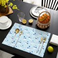 thumbnail image 4 of Light Blue Christmas Snowman Pattern Summer Placemats Table Placemats Set Of 4-Linen Kitchen Washable Placemats Table Mats 11.8"x17.7" Non-Slip Heat Resistant, 4 of 6