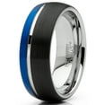 thumbnail image 2 of Metal Masters Mens Tungsten Ring Dome Wedding Band Groove Black Blue Silver Comfort-fit 8mm, 2 of 5