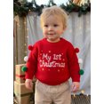thumbnail image 3 of Cjfdfy TNewborn Baby Boy Girl Christmas Sweater My 1St Christmas Embroidery Long Sleeve Knitted Pullover With Colorful Fur Balls Cute Christmas Party Holiday Sweater Outfit 0-1Y, 3 of 9