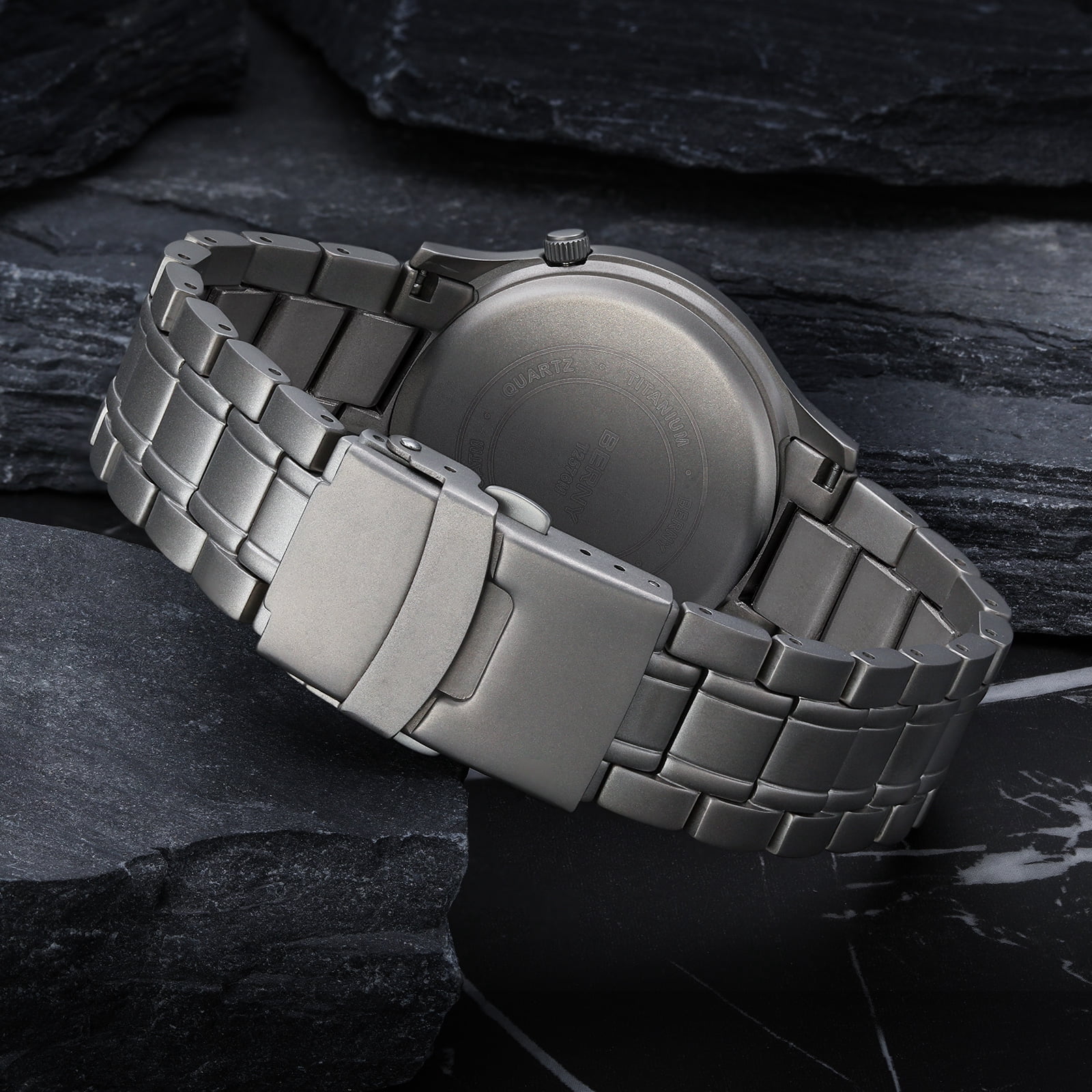 BERNY Watches for Men Military Sport Titanium Field Watch with Sapphire Crystal Luminous Fashion Analog Quartz Watch Easy to Read 50M Waterproof Army Tactical Casual Wristwatch (White)